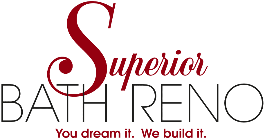 Superior Bath Reno logo featuring elegant typography and the slogan "You dream it. We build it."